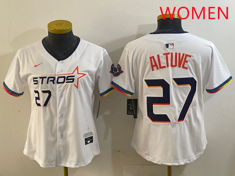 Women Houston Astros #27 Altuve White Fourth generation Joint Name 2025 Nike MLB Jersey style 8